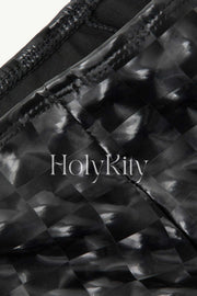 Checkered-effect Faux Leather Shorts
