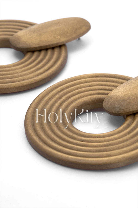 Boucles d'oreilles pendantes style bois 