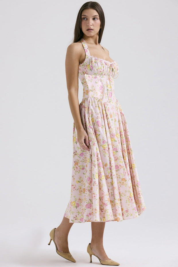 Slim Fit Halter Neck Lace Dress