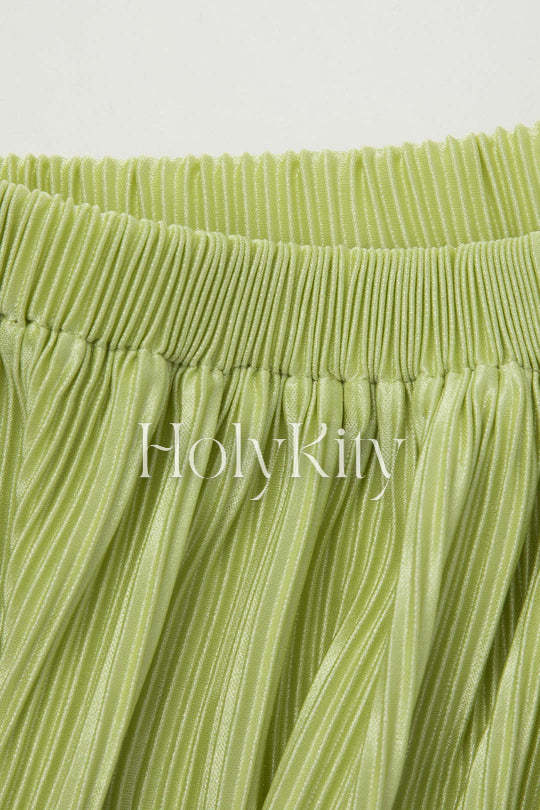 Solid Pleated Straight Leg Pants