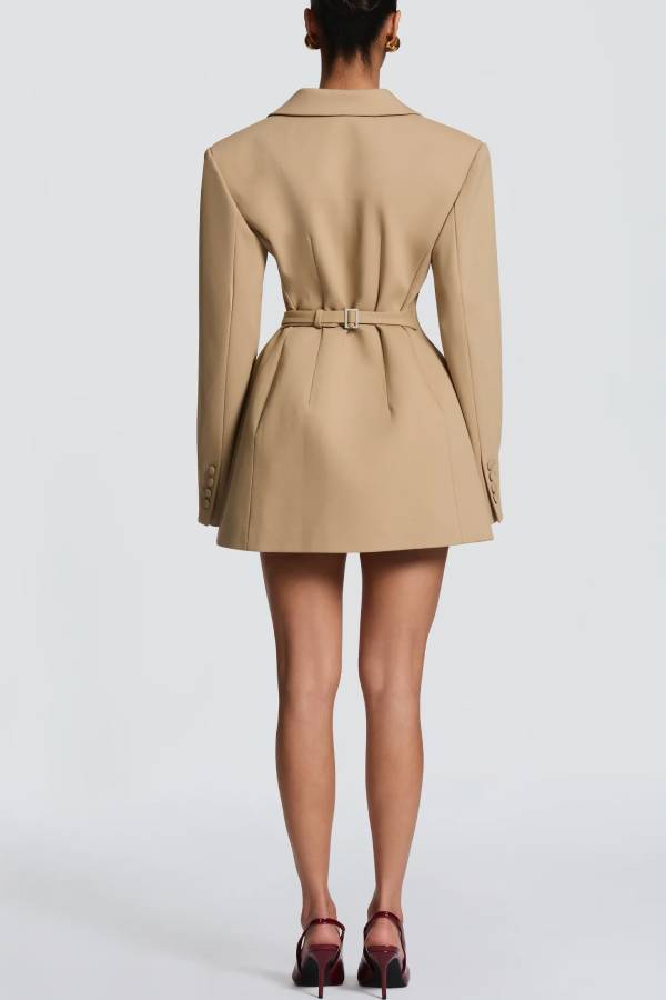 Fitted Waist Double Breasted Blazer Mini Dress