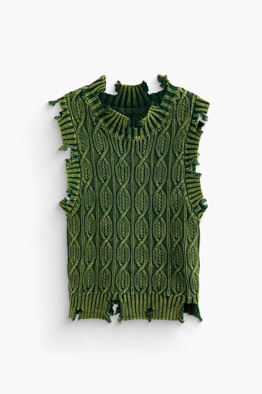Haut en tricot sans manches effet vieilli 