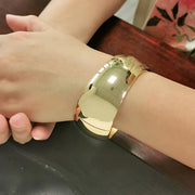 Classic Drum Mirror Spring Open Wide Bracelet