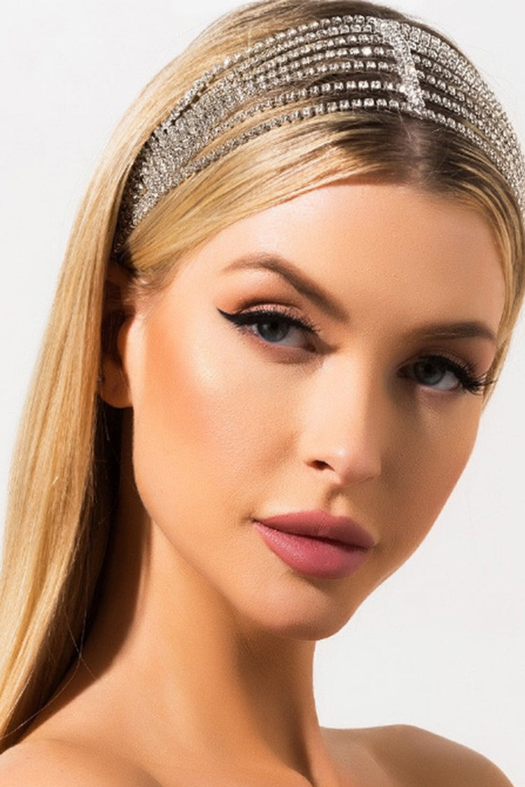 Bandeau élastique multicouche en strass à la mode et personnalisé 
