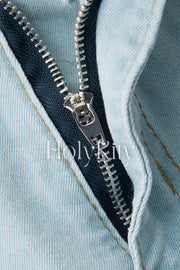 Tiered Frayed Denim Shorts