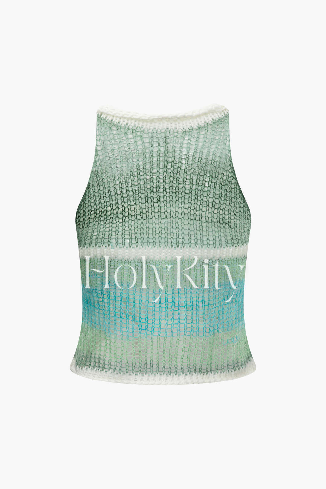 Tanktop aus durchbrochenem Strick mit Ombré-Muster 