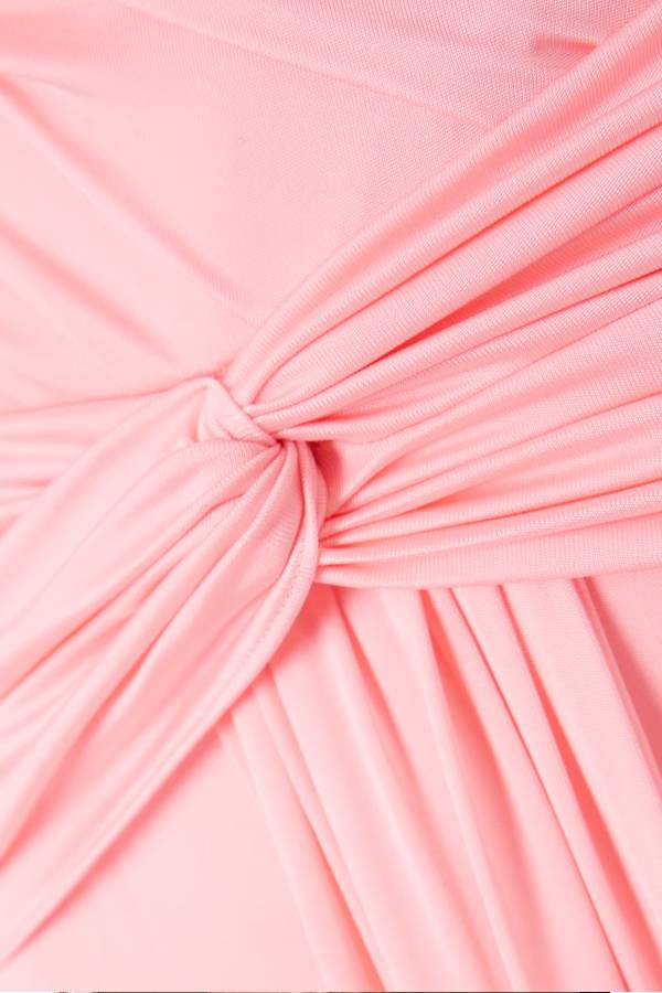 Pink Halter Twist Draped Maxi Evening Gown