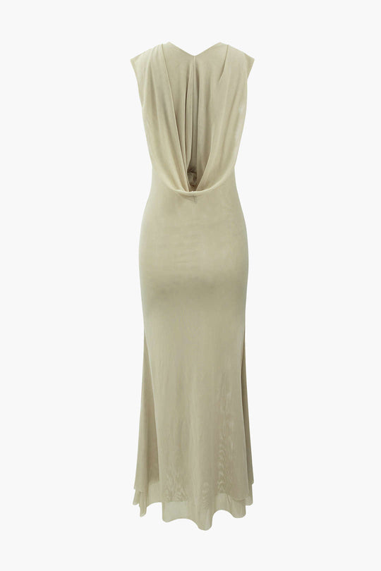 Maxikleid mit Kapuze, Rüschensaum und Schlitz 