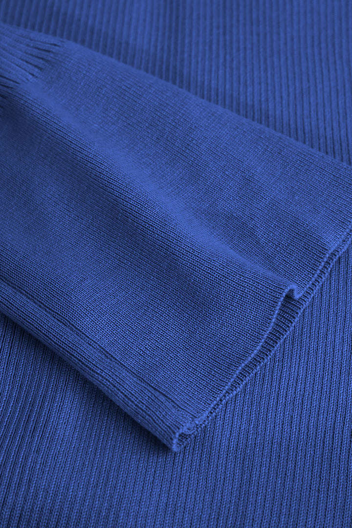 Robe longue boutonnée côtelée à manches coquillages