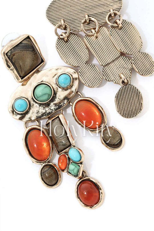 Retro Geometric Drop Earrings