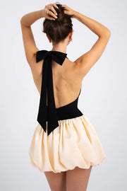 Yaira Backless Drop Waist Mini Bubble Dress