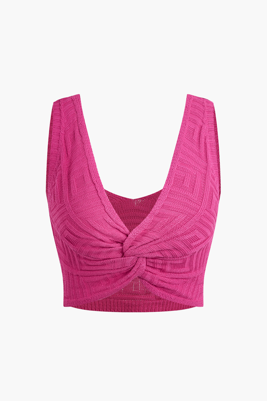 Débardeur court en tricot torsadé sur le devant 