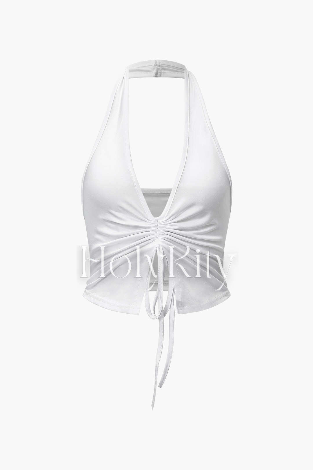 Haut corset à crochets et œillets et col en U 