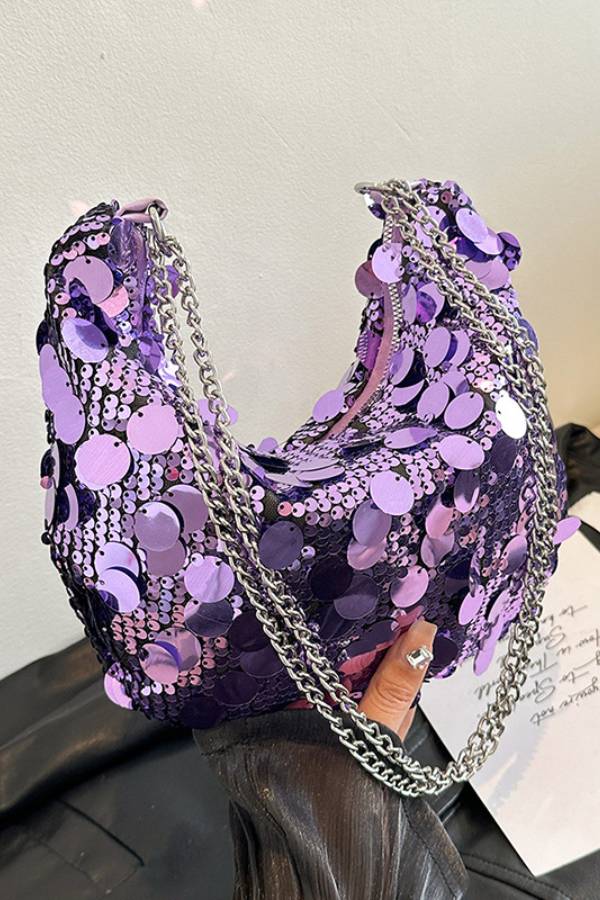 Streamer Sequin Chain Underarm Bag