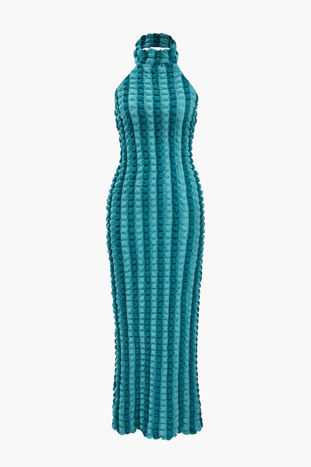 Rückenfreies Neckholder-Maxikleid mit Popcorn-Struktur