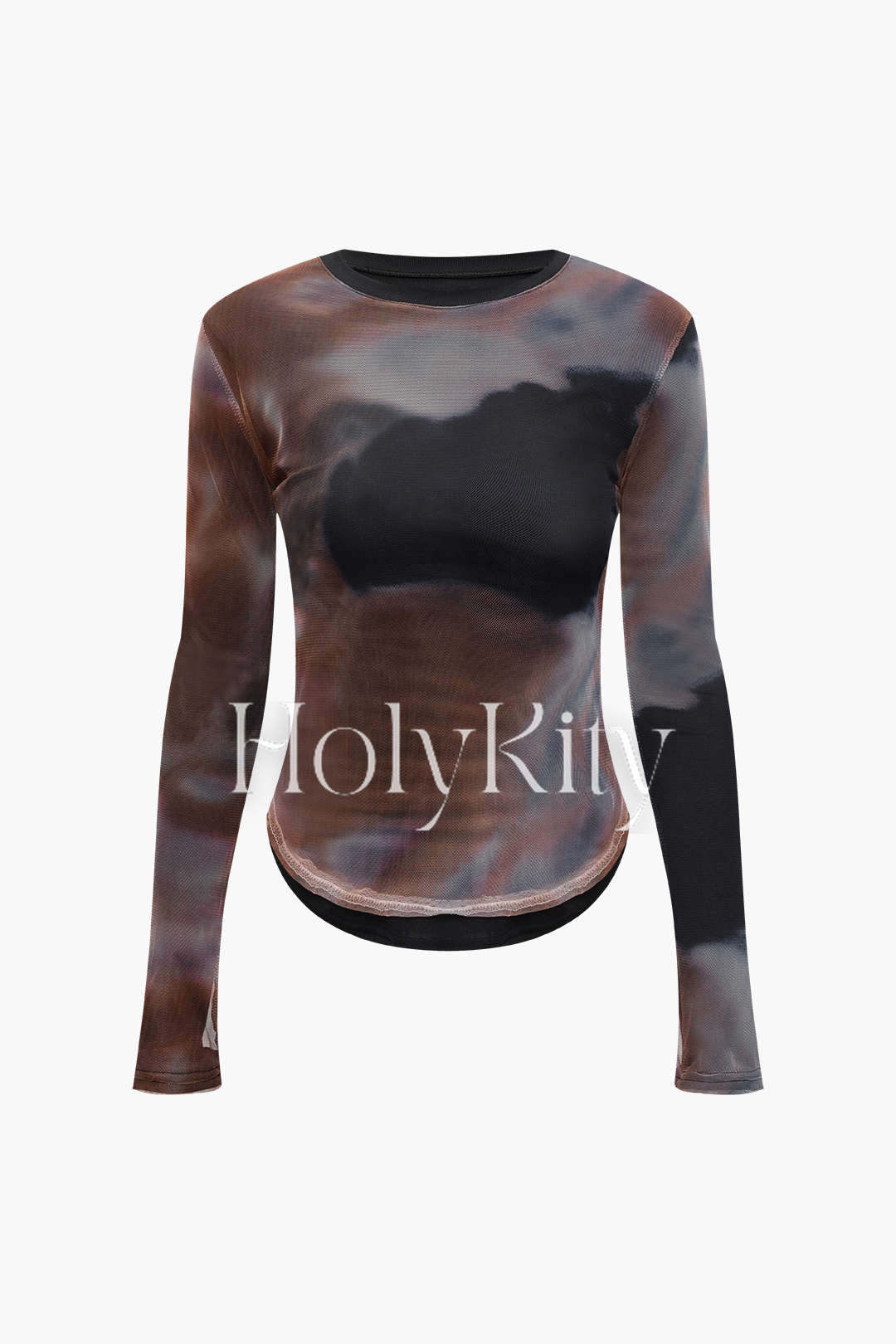 Tie Dye Mesh Long Sleeve Top