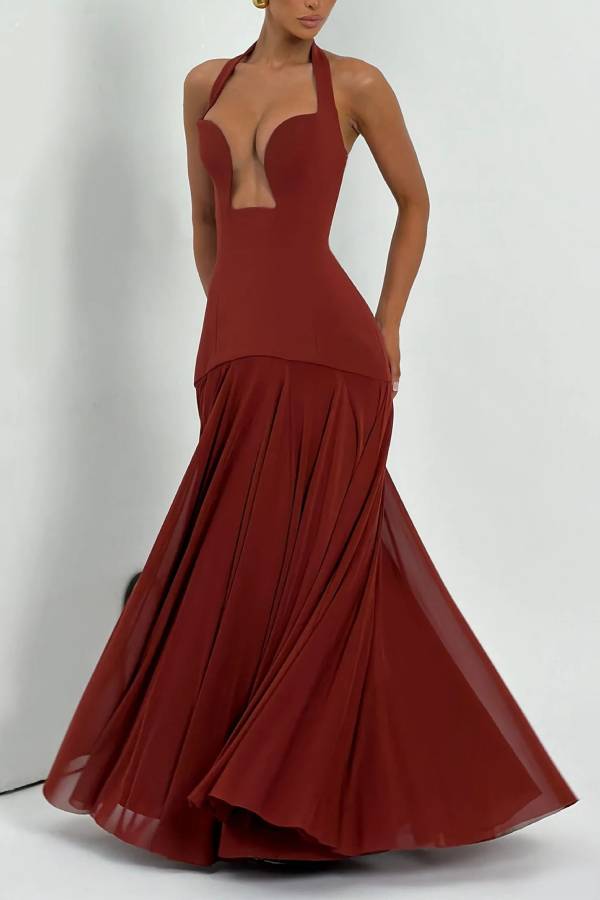 Seraphina Deep V Maxi Dress