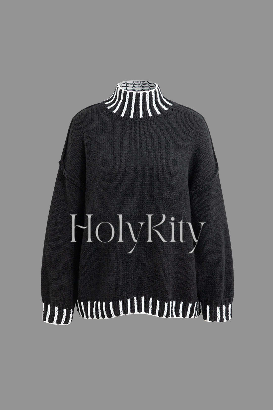 Pull à col roulé avec bordure contrastée 