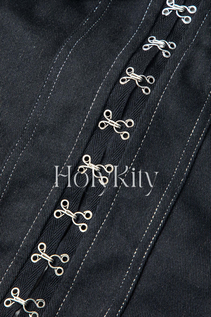 Buckle Flap Pocket Denim Strapless Top