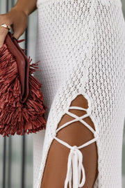 SADIE Beige Knit Sleeveless Suspender Skirt Set
