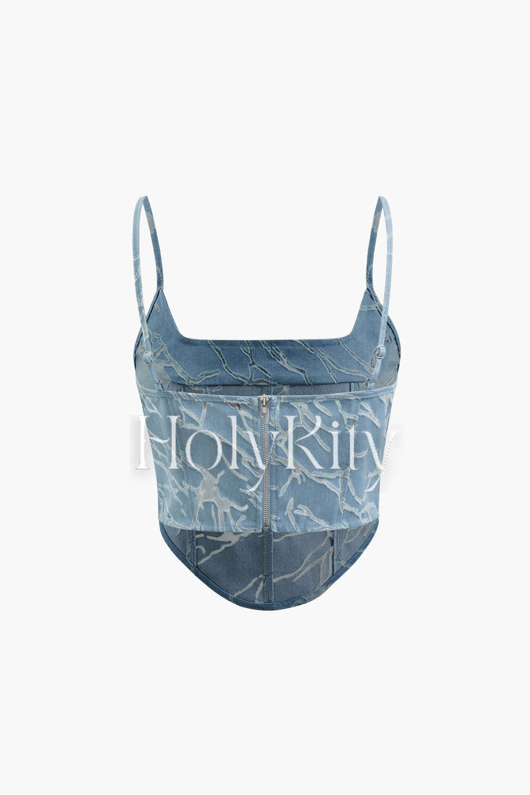 Denim-Camisole-Oberteil mit eckigem Ausschnitt 