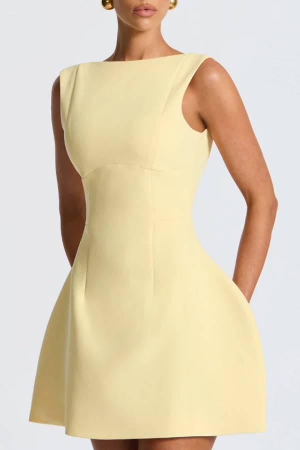 Boat Neck Fit-and-Flare Sleeveless Mini Dress