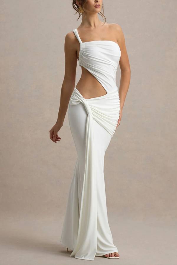 One-Shoulder Cutout Knotted Mermaid Gown