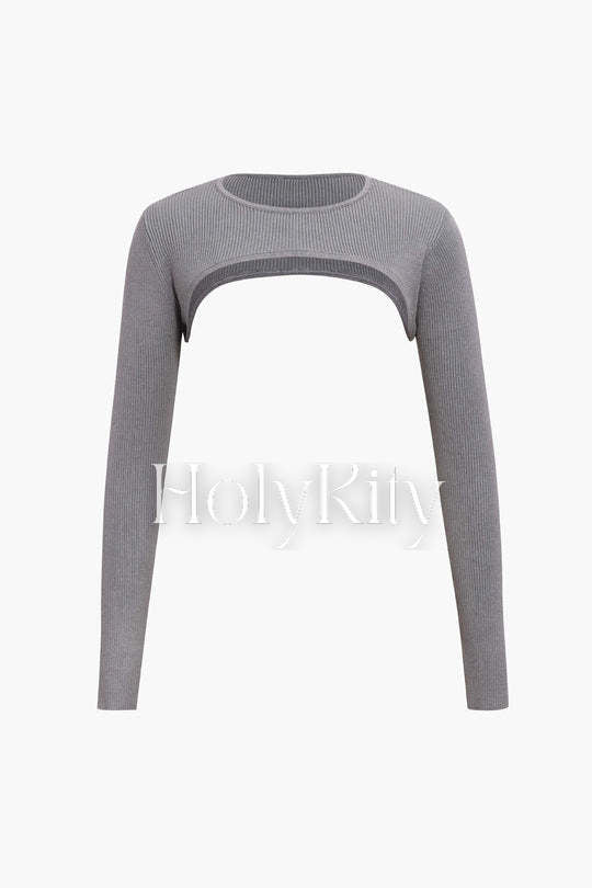 Super Cropped Long Sleeve Knit Top