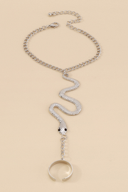 Fashionable Alloy Snake Shape Finger Linked Bracelet-Gold