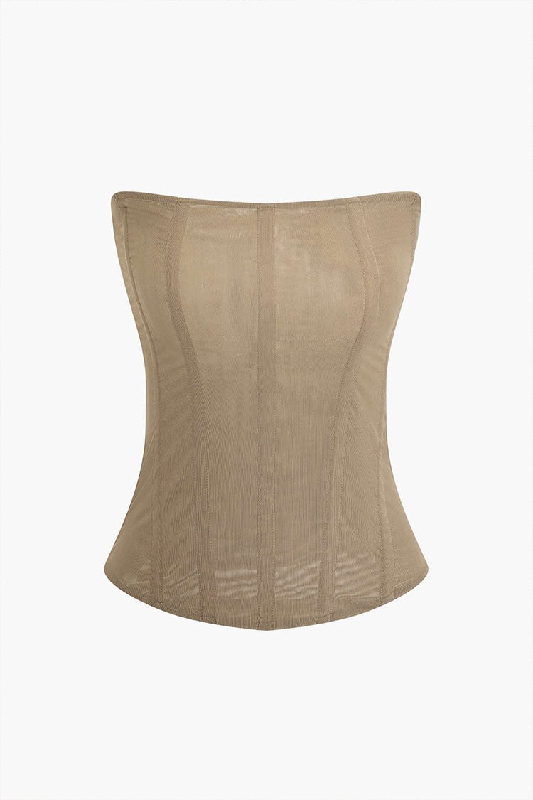 Mesh Zipper Tube Top