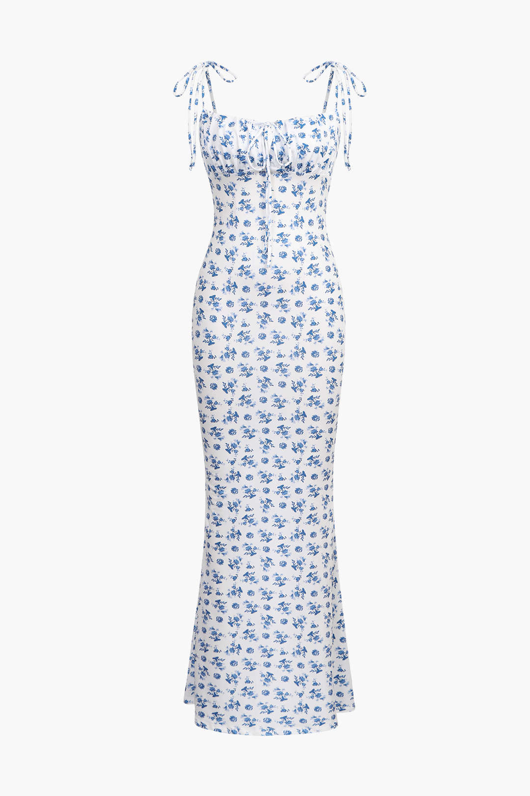 Maxikleid mit Blumenmuster und Bindebändern 