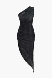 One Shoulder Asymmetric Midi Dress