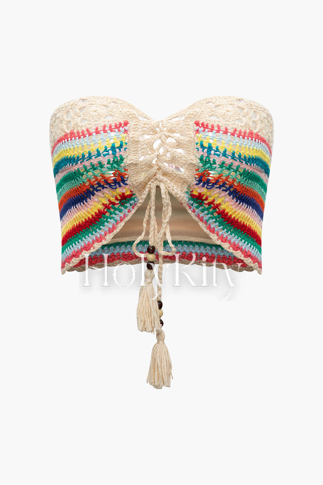 Ensemble haut tube et short à nouer sur le devant en crochet arc-en-ciel 