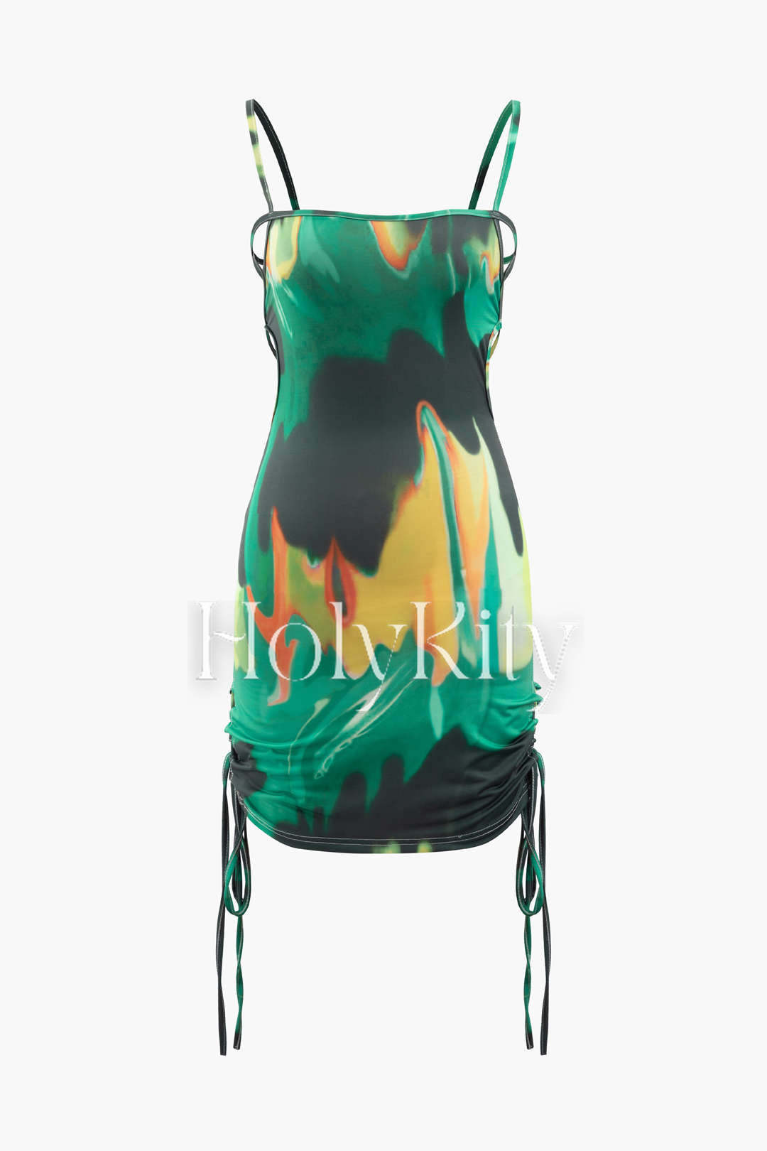 Rückenfreies Minikleid mit Body Heat-Print und Kordelzug 