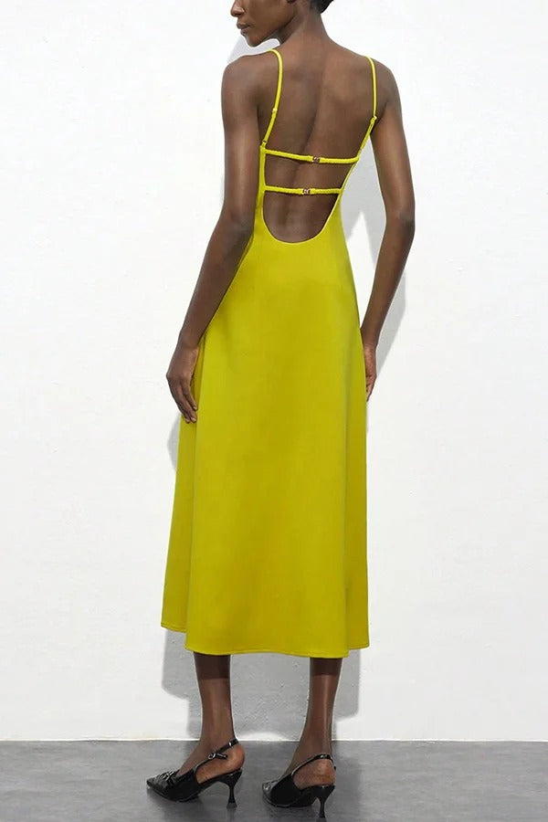 Sexy Hollow Strap Backless Slim Midi Dress