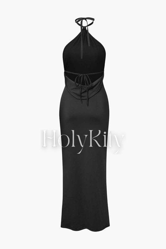Robe longue dos nu à col licou 