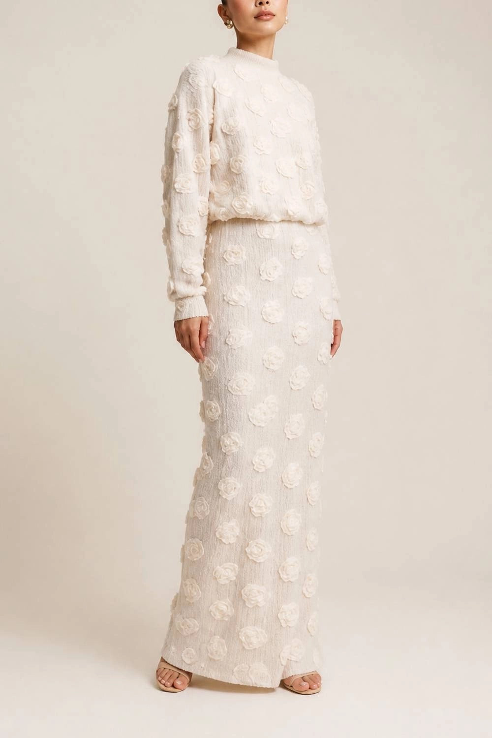 Floral Long Sleeve Top & Maxi Skirt Two Piece Set