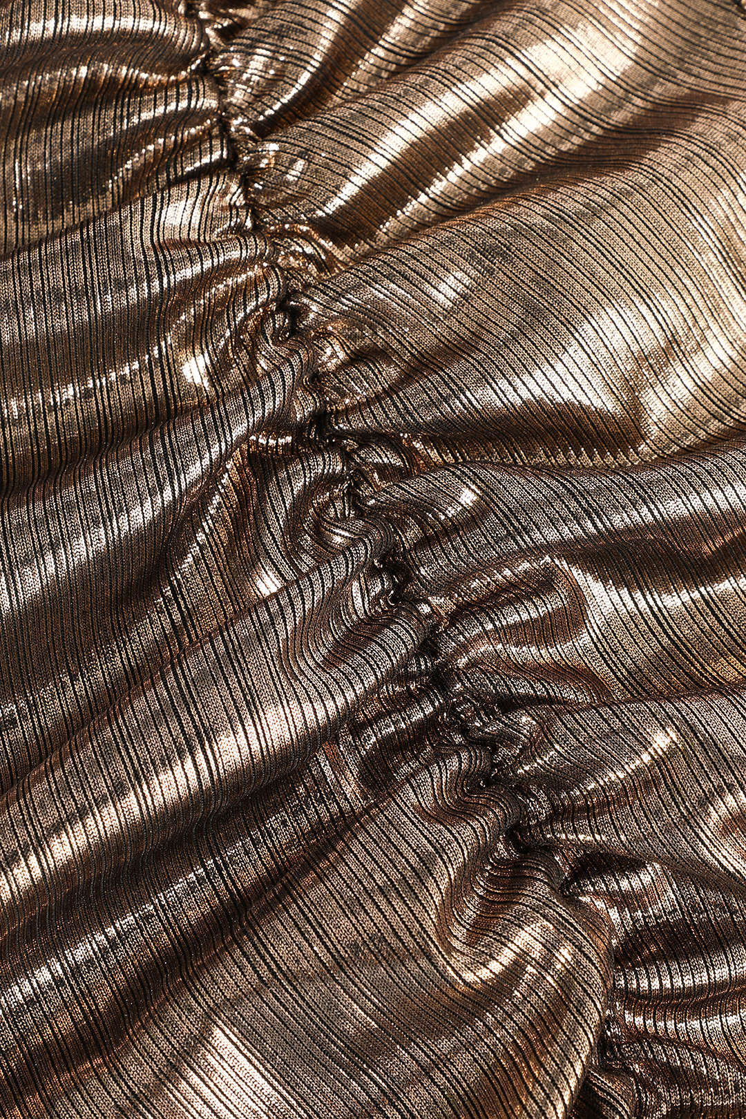 Robe midi fendue froncée métallisée 