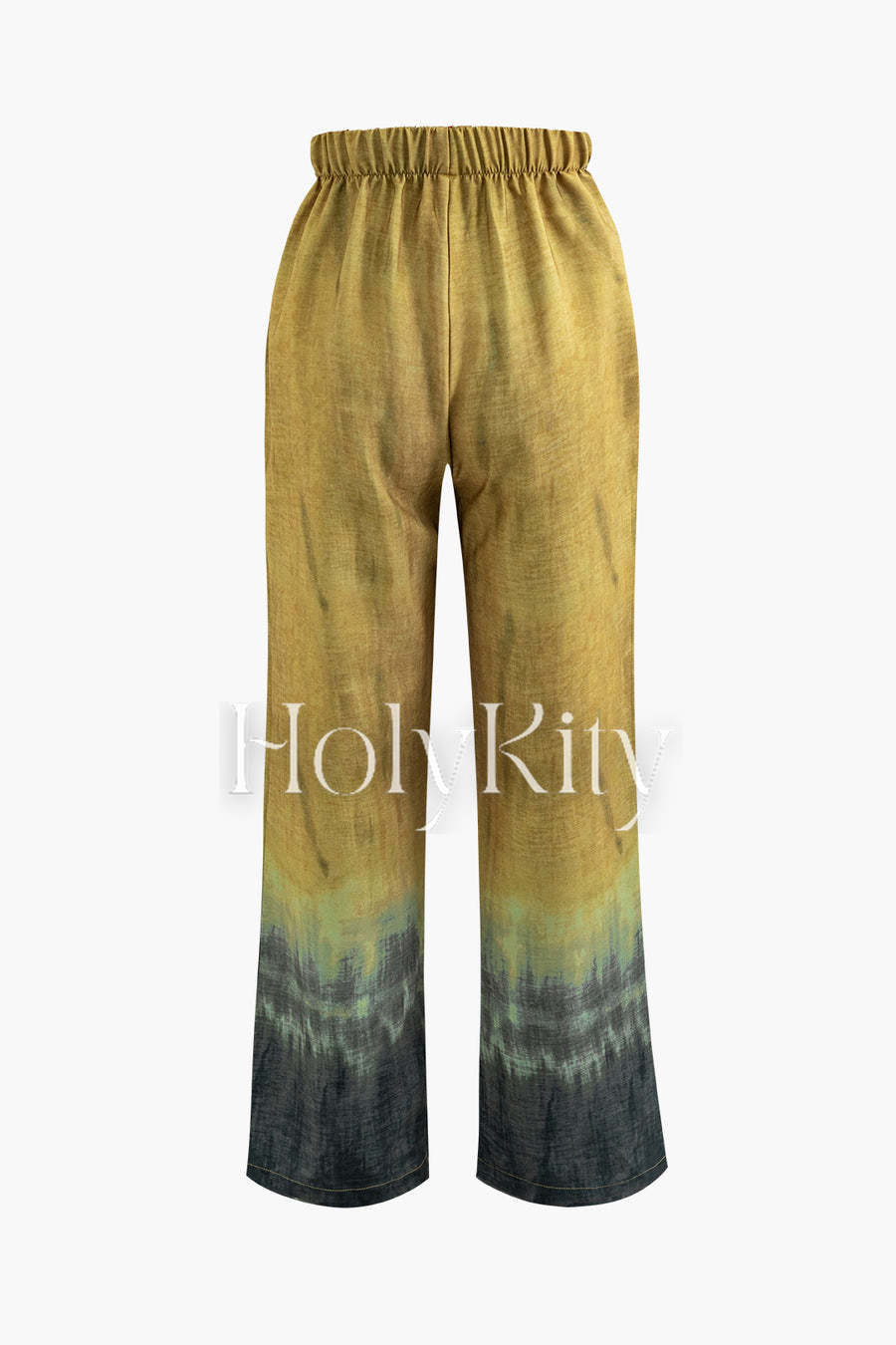 Pantalon droit taille haute élastique tie-dye 