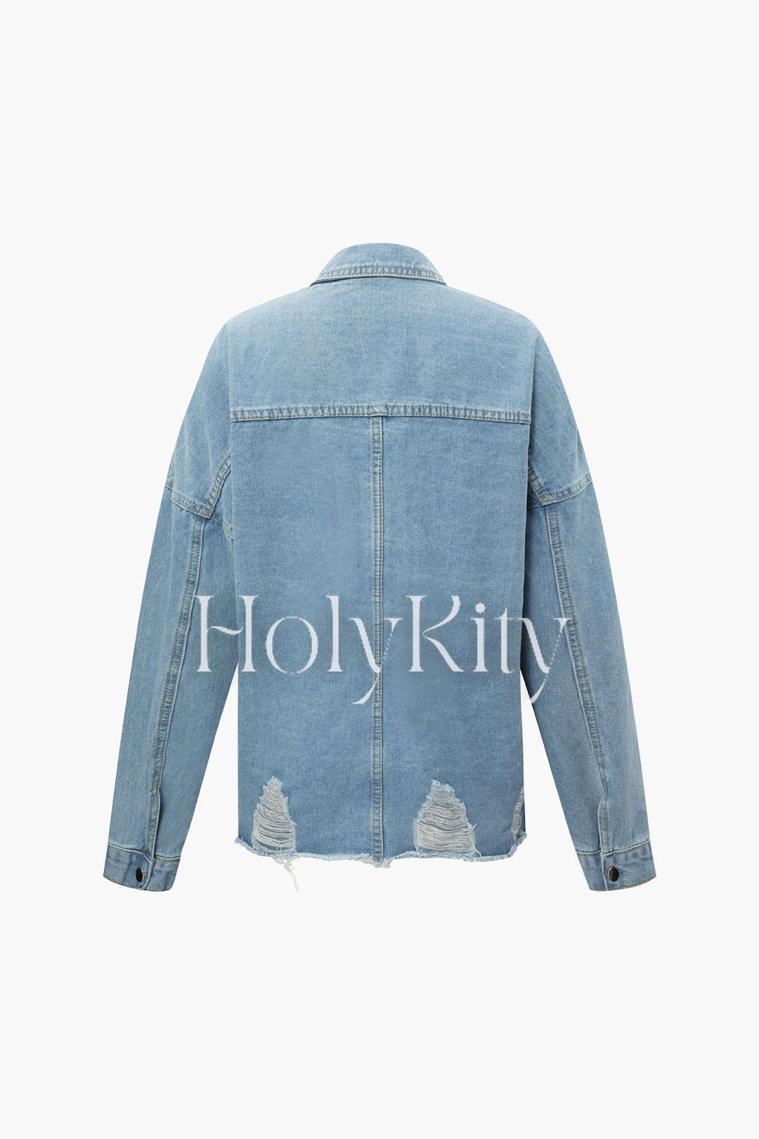 Veste en jean à poches déchirées 