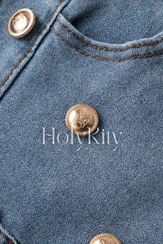 Asymmetric Wrap Denim Shorts