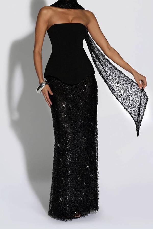 Strapless Sequin Dress