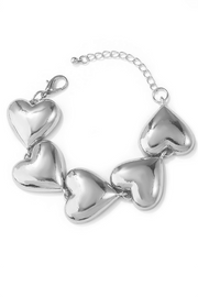 Heart-Shaped Alloy Fashionable Chain Bracelet-Gold
