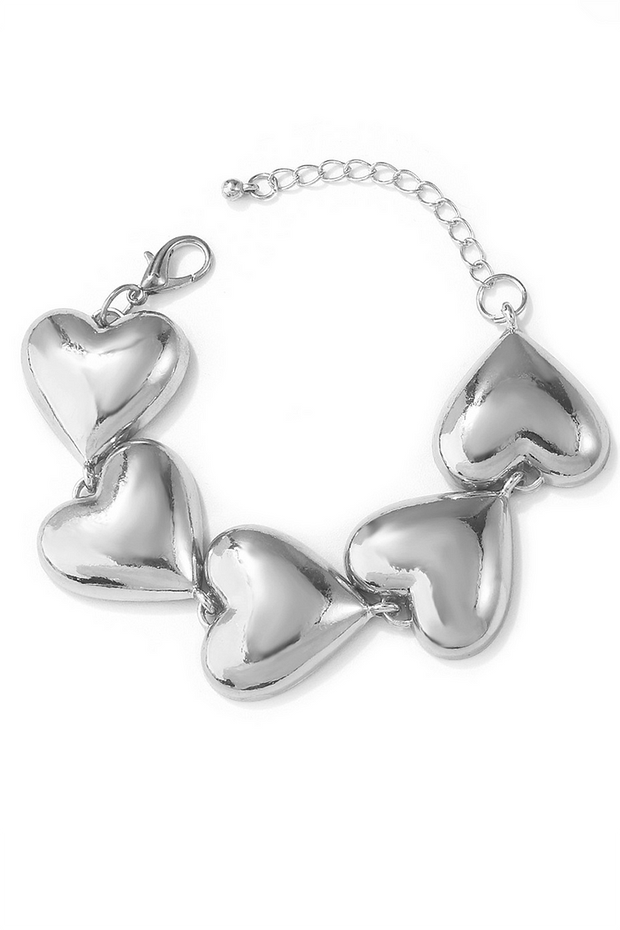 Heart-Shaped Alloy Fashionable Chain Bracelet-Gold
