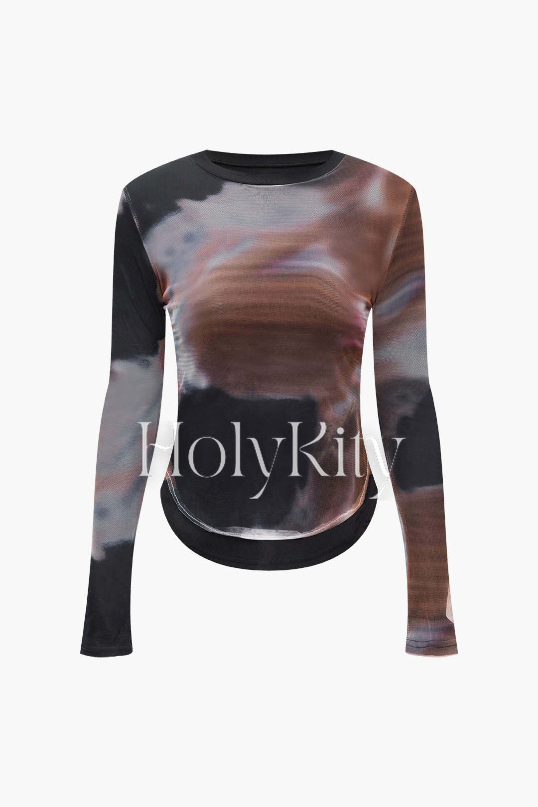Tie Dye Mesh Long Sleeve Top