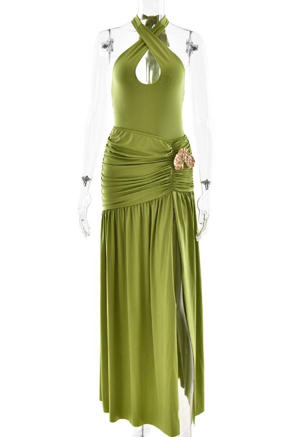 Cutout Halter Maxi Dress