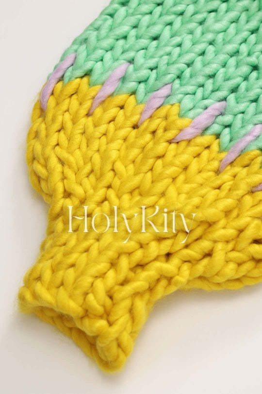 Cardigan en maille épaisse à blocs de couleurs 