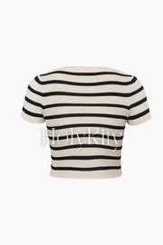 Stripe Short Sleeve Knit Top