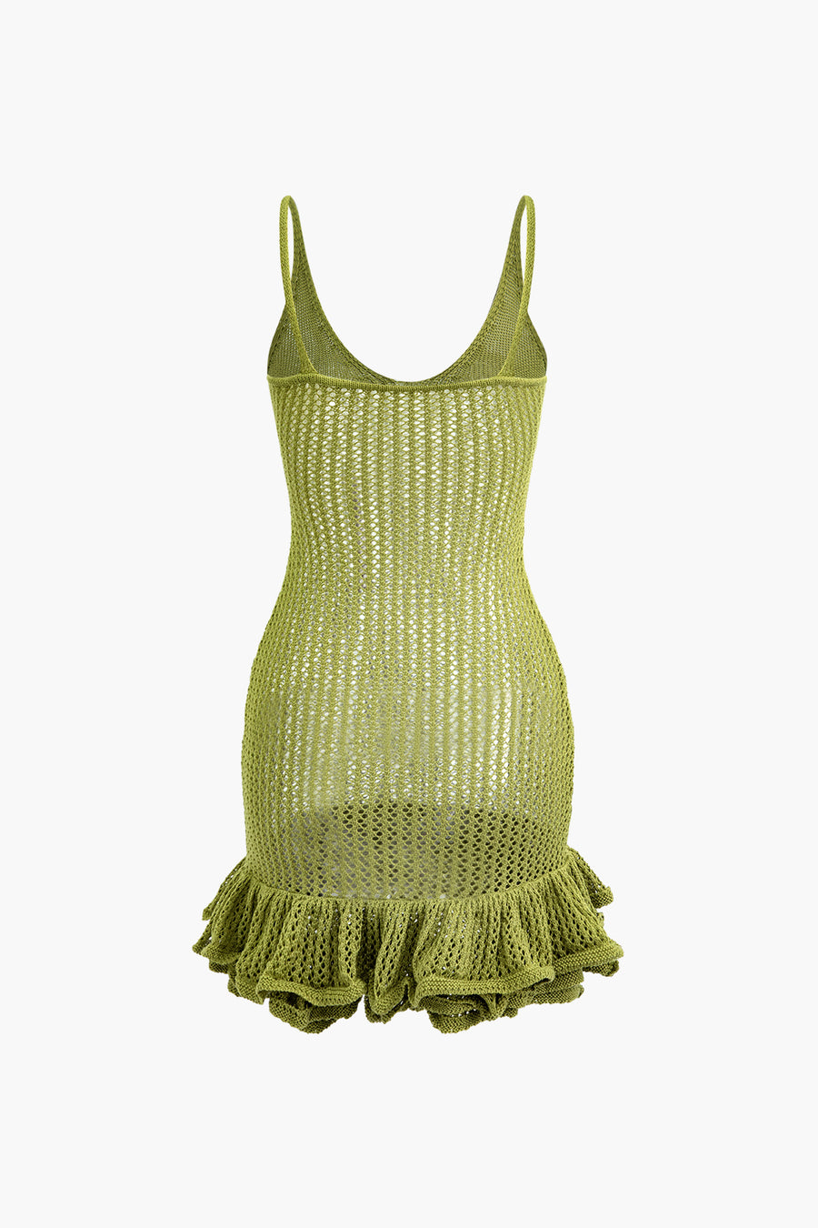 Camisole-Minikleid mit offenem Strick und Rüschensaum
