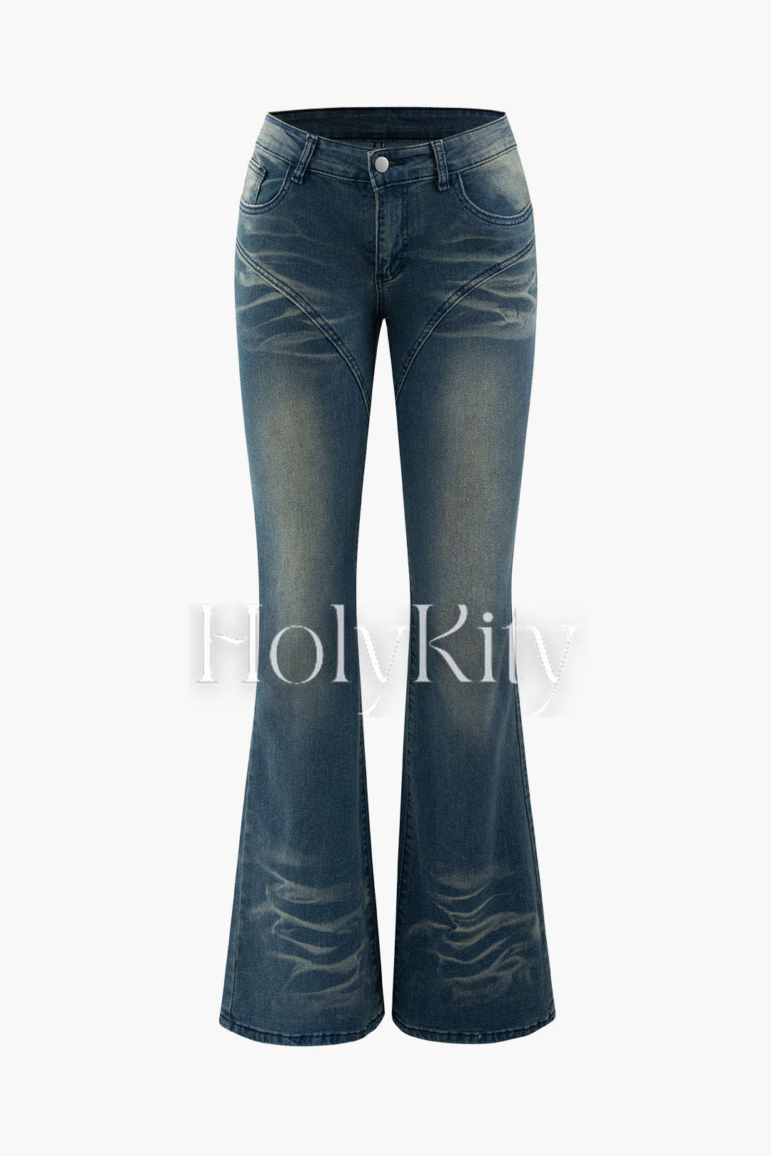 Jean bootcut délavé et vieilli 